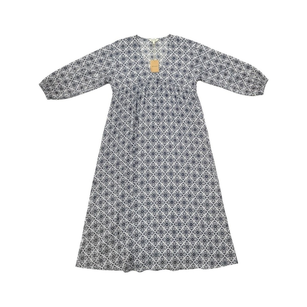 NWT Boden Maxi 12P Blue Medallion Cover Up Dress V-Neck Ikat Style India NEW